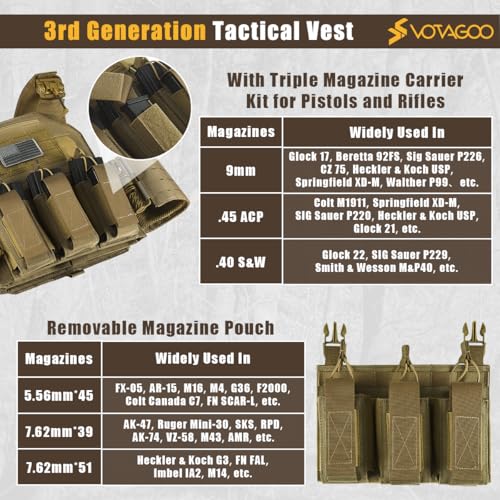 Image of VOTAGOO Gear Tactical Vest, Quick Release Lightweight Airsoft Vest, Adjustable Weighted Vest for Outdoor Hunting Training
