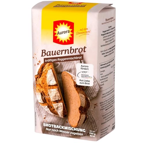 Aurora Bauernbrot Roggenmischbrot Backmischung 500g | mit Sauerteig & Hefe | Brot Backen mit Anleitung leicht gemacht! (6er Pack)