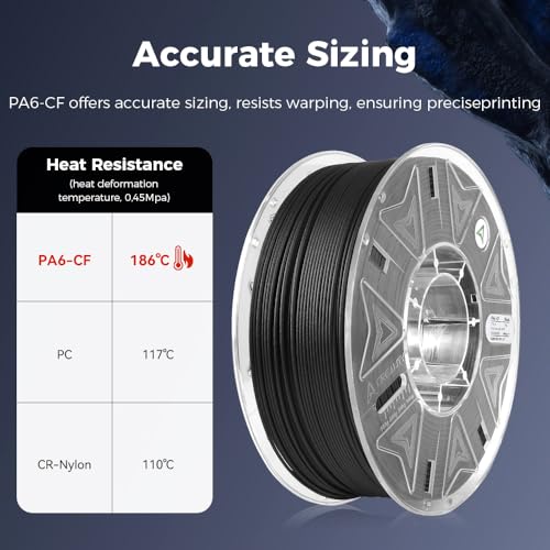 Image of Creality Hyper PA6-CF Carbon Fiber Nylon Filament 1.75mm 1KG, 3D Printing Material Halloween Gifts with Engineering-Grade Strength, Heat Resistant, Low Warp for Functional Prototypes&Industrial Parts
