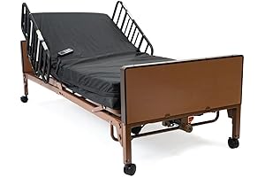 Cama de hospital eléctrica con colchón de espuma y rieles medios incluidos...