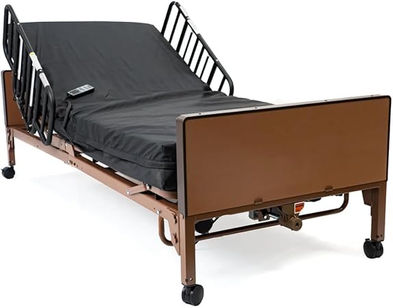 Fully Electric Hospital Bed Set - Foam Mattress, Half Rails Included - Enhanced Comfort, Convenience