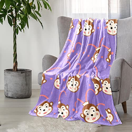 Couverture de lit dessin animé singe violet doux pour garçons filles