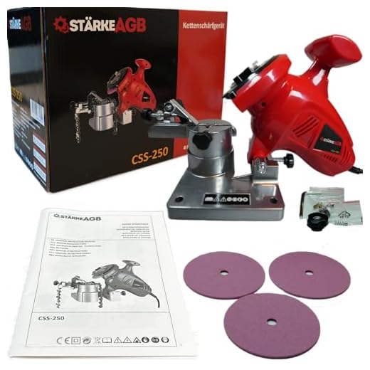 StarkeAGB CSS-250 – Affilacatena Professionale 250W con 3 Dischi Rosa – 8400 giri/min – Montaggio da Banco