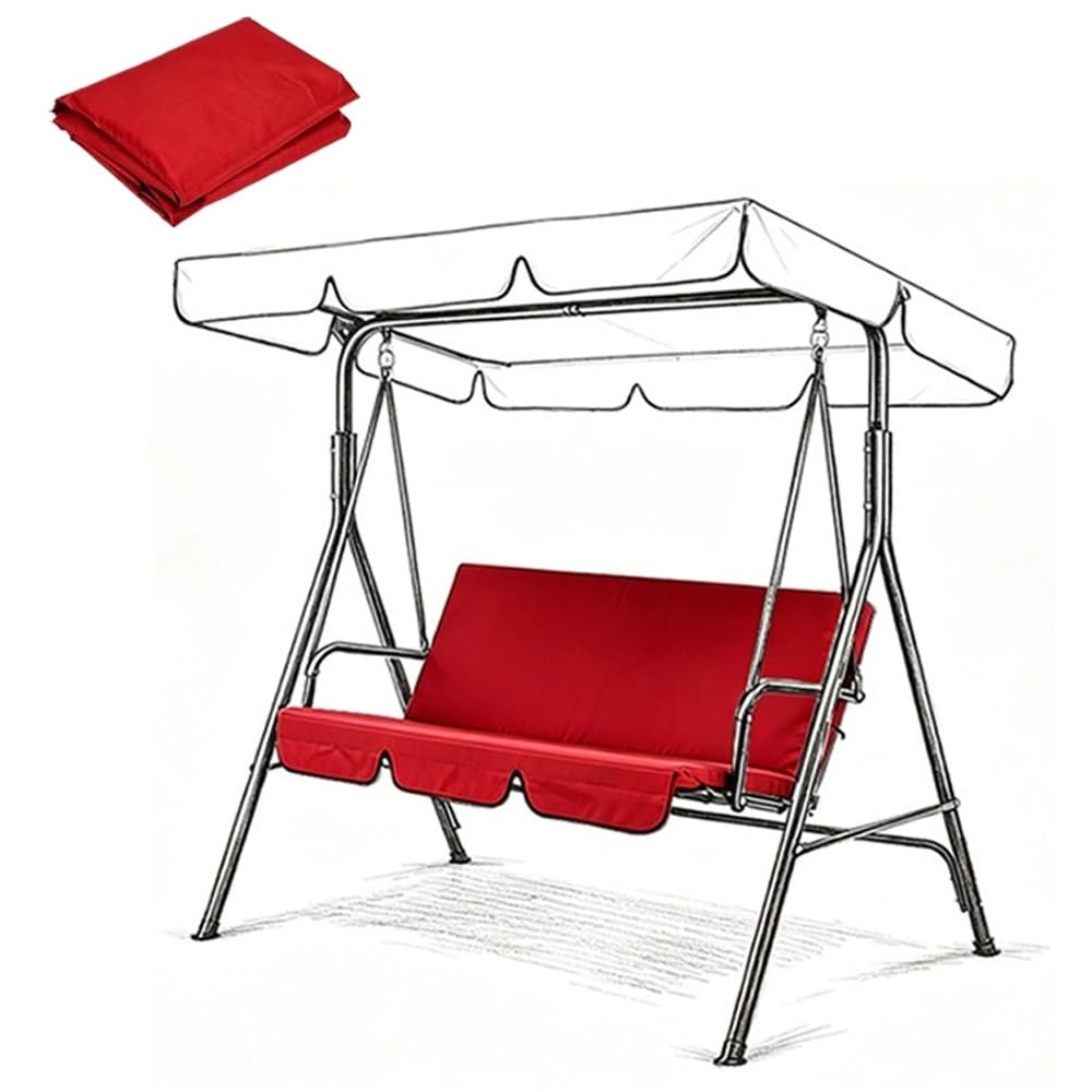 MACAGGTNTU Replacement Swing Seat Cover 210D Oxford Cloth Bench Swing Cushion Covers Outdoor Swing Cover Replacement For Patio Courtyard Garden 150x50x10cm(Red,130x45x8cm/51x18x3in)