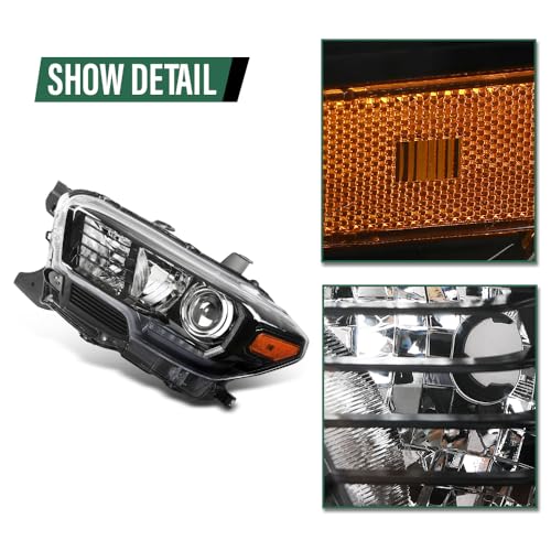 Image of GRAND ORANGE LED DRL Projector Headlights Assembly Front Headlamp Fit Toyota Tacoma 2016-2022 Model 8111004260, 8115004260, 8115004280, 8111004280 Clear Lens Black Housing Amber Reflector