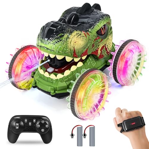 🌳【Macchina Telecomandata per Bambini】Riceverete monster truck telecomandato*1, telecomando manuale*1, telecomando da polso*1, bottiglia d'acqua*1, cavo di ricarica USB*1, batterie al litio*2, cacciavite*1 e manuale di istruzioni*1. L'auto ha un accattivante design a forma di dinosauro, così i bambini mentre giocano hanno la sensazione di partire per un meraviglioso viaggio avventuroso con i loro amici preistorici.