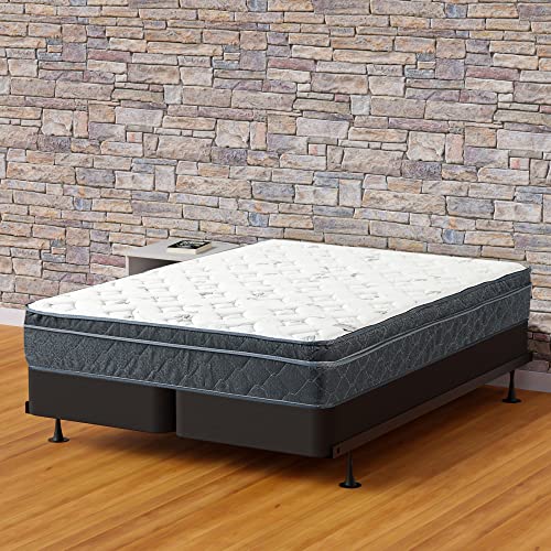 Greaton 12" King Breathable Medium Firm Support Hybrid Mattress In A Box With Pressure Relieving Quilted Eurotop For Cloud Like Comfort With 4" Box Spring, Black #TOP14