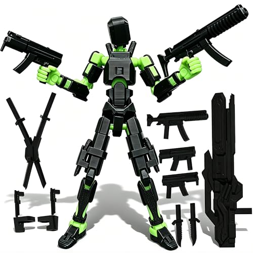 Image of Dumwick 2026 New Titan13 Action Figure,Lucky Robot 13 Action Figure,3D Printed Multi Jointed Action Figures for Adults,Desktop Decorations (Black-Green)