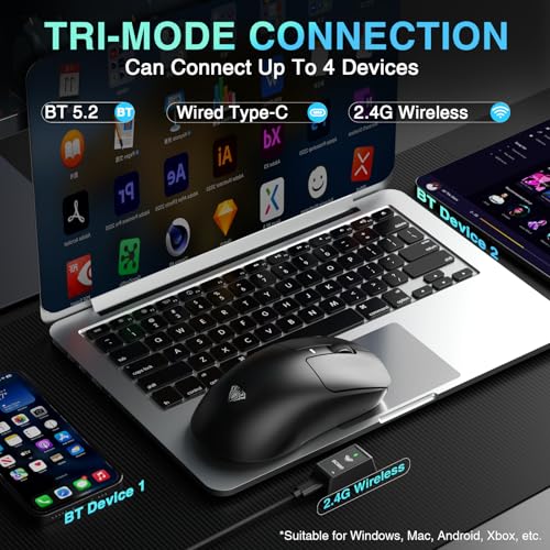 Image of AULA SC680 Wireless Gaming Mouse, Tri-Mode 2.4Ghz /USB-C /BT5.2, Ultra-Lightweight Mouse, PAW3395 Sensor, 8K Polling Rate, 26000 DPI, 75Hrs Battery Life, Rechargeable Gaming Mice for PC /Laptop /Mac /PS5