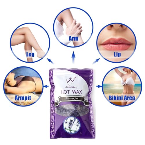 Image of Hair Removal Wax Kit Brazilian Beans Wax, Face Wax /Katori Wax for Women (100g) | India's Liposoluble Stripless Wax | Pan with Handle & Spatula | Natural Ingredients | For Upper Lips, Chin, Cheeks & Hairline WaxKit COmbo