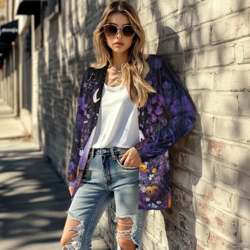 Image of Forchrinse Red Ladybug Cardigan for Women Causal Long Sleeve Open Front Cardigans Sweater Fashion 2024 Fall Coat with Pockets