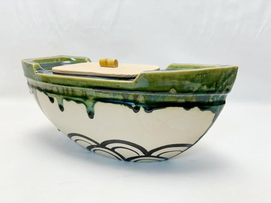 Amazon.co.jp: ほぼ 茶道具 水野 健二作 赤織部 舟形 船形 水指