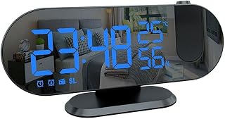 Hiessgozy FM Radio LED Digital Smart Alarm Clock Watch Table USB Clocks Time With Wake Clock Projector Snooze Electronic 180° Desktop E4S9