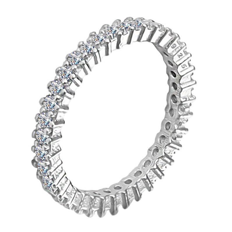 Genuine Solid 925 Sterling Silver All-Around Eternity Band Ring 2.8 mm set with Round Brilliant Cut Simulated Diamond Infinite Elements Cubic Zirconia Clear Cz