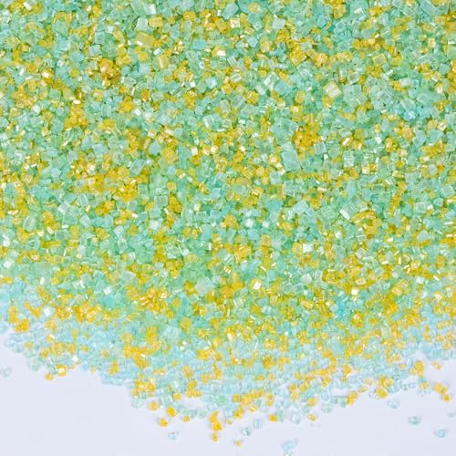 Edible Green Sanding Sugar Sprinkles,Edible Gold Light Green and Sky Blue Sprinkle Mix,150g/5.3oz,Edible Sugar Crystals for Cake Decorating,Sprinkle Mix for Baking Decorations,Cookies,Ice Cream,Fondant Cake,Caramel Apples,Cupcakes,Desserts,Soccer Sports Theme Match Viewing Events Birthday Celebration Supplies