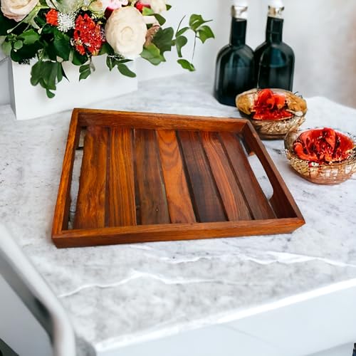 Image of Wood Tray Serving Tray Wooden Tray for Dining Table,Wooden Tray for Kitchen Organizer, Size 13x inches(Rectangle Tray)