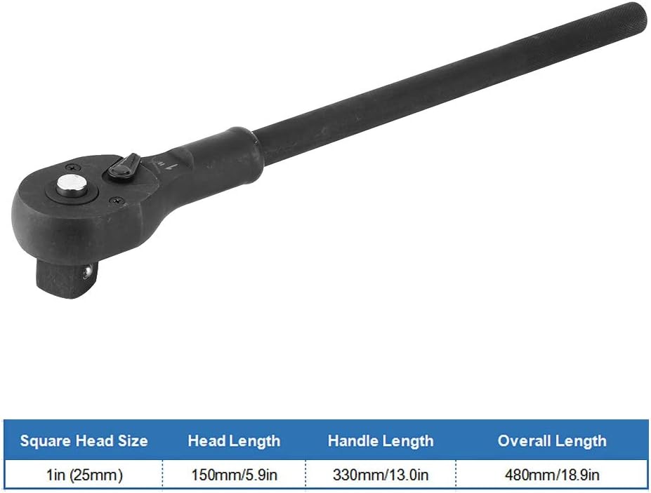 KIMISS Ratchet Socket Wrench, Heavy Duty Drive Ratchet Head Reversible Quick Socket Wrench Medium Lengthened Auto Repair Tool(1inch)