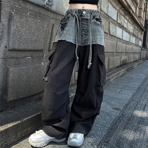Girls Jeans Denim Elastic Waist Wide Leg Baggy Pants Kids Clothes Cargo Pants with Pockets Teen Jeans2