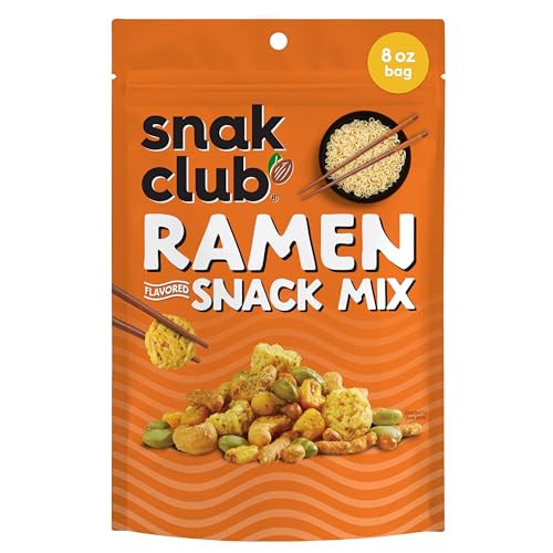 Snak Club Ramen Flavored Snack Mix, Crunchy Ramen Pieces, Toasted Corn, Sesame Sticks, Peanuts,...