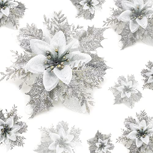 24 Stücke Weihnachten Funkeln Weihnachtsstern Blumen mit Clips...