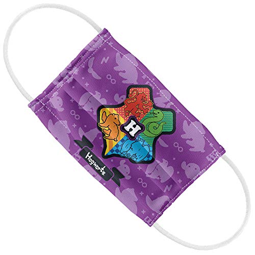 Popfunk Harry Potter Kids Cartoony Hogwarts Logo and Pattern 1-Ply Reusable Face Mask Covering with Adjustable Nose Wire