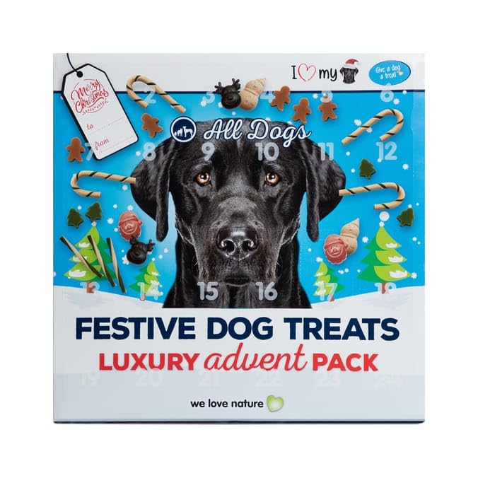 Christmas Xmas Dog Treat I Love My Pet Festive Dog Treats Luxury Advent Pack 322g - 24x Windows 24x Windows