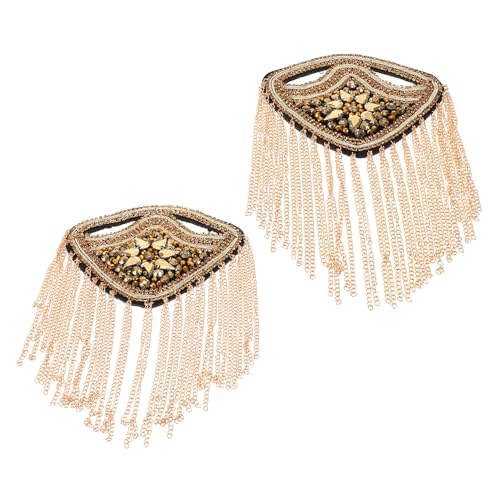 Healeved 2 Piezas Charreteras Metálicas Punk con Borlas y Pedrería para Hombros Accesorio de Chaqueta Resistente para Hombre Joyería de Hombro Brillante para Fiestas y Cosplay