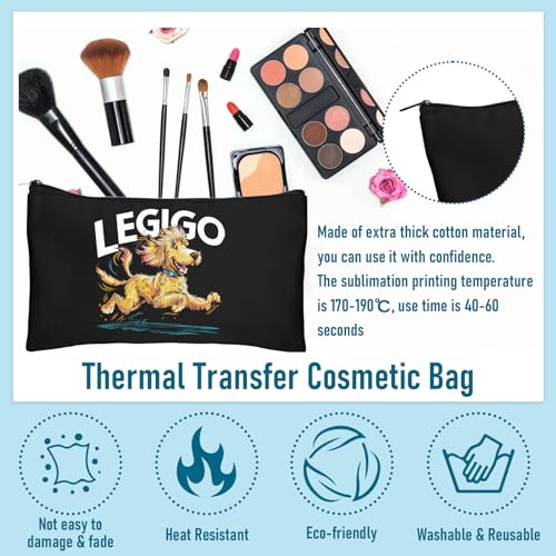 Image of Legigo Zeedix Blank Canvas Zipper Bag - 8.3 inch x 5 inch Beige Cotton Pouch for DIY Projects, Makeup, Pencil Case, Multi-Purpose Cosmetic Travel Organizer, HTV Craft Supplies, Black, Pack of 20