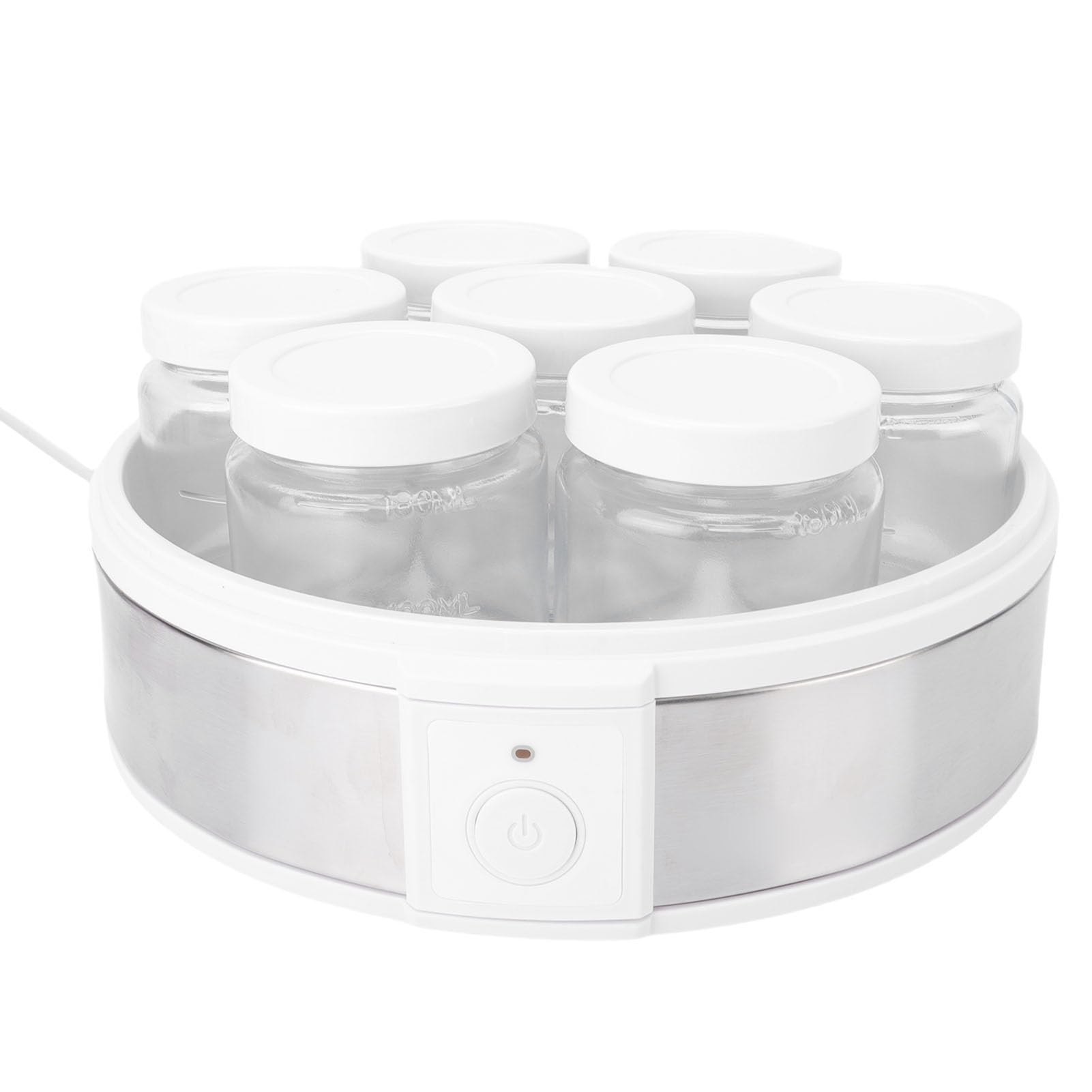 GOWENIC Yogurtiera Elettrica, Macchina per Yogurt Fatta in Casa da 20 W con 7 Tazze di Vetro, Yogurtiera Greca Portatile Multifunzionale per Marmellate, Budini, Gelato, Temperatura Costante