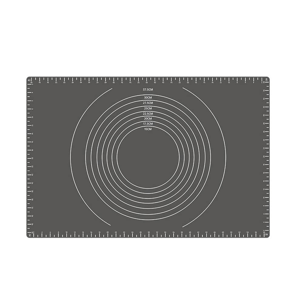 Tapis en Silicone pour La Cuisson, Rouleau À Pâtisserie Antiadhésif avec Mesures - Antidérapant, pour La Fabrication De Biscuits, Macarons, Pain Et Pâtisserie,Noir