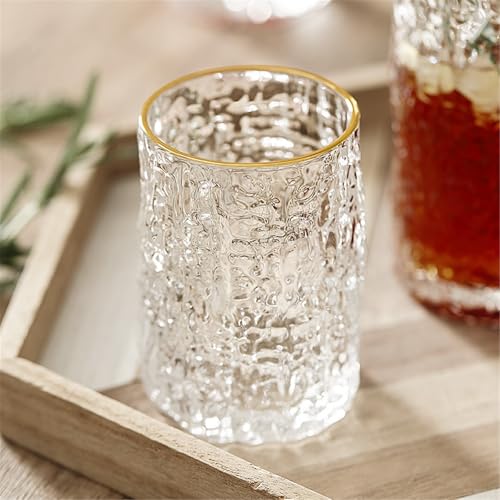 Vasos de agua pequeños con relieve de corteza sin tallo para mesa 4
