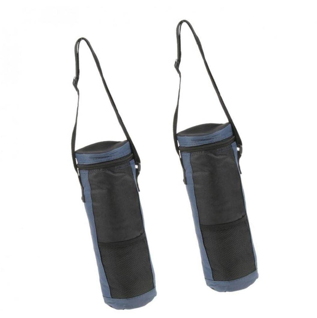 TOSSPER2pcs Insulated Bottle Cool Bag with Strap, Waterproof Picnic Drinks Carrier Wine Cooler, Black, M