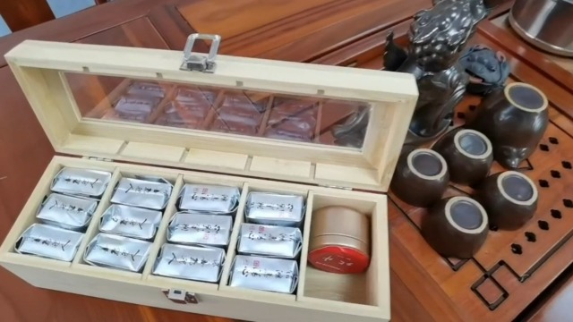 Scatola Porta Tè In Bambù Con 5 Scomparti E Cassetto - Contenitore Per Bustine Con Coperchio Acrilico Trasparente, Organizer Da Cucina