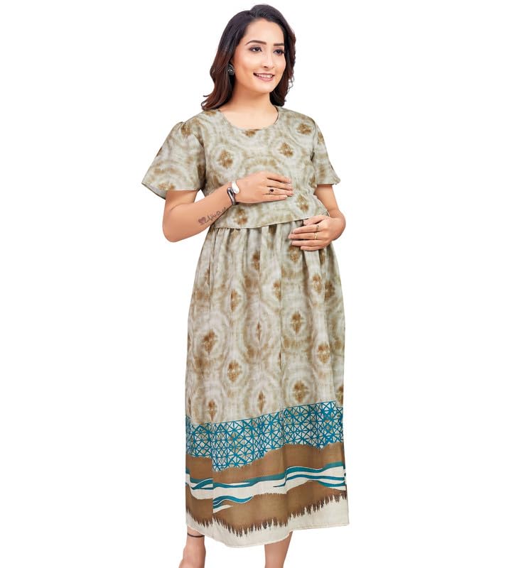 Image of RITIJYA Zipless Feeding Kurta Dress for Women | Maternity Nursing Kurti, No-Zip Easy Access | Extra Pleats Pre to Post Pregnancy | Quick-Dry Fabric | S-4XL