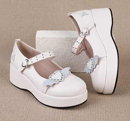 Women's Mary Jane Shoes Lolita Round Toe Block Heels Gothic Sweet Heart Floral Oxfords Ankle T-Strap Platform Dress Shoes Classic Gothic Pumps4