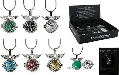 Preisvergleich Produktbild Engelsflüsterer, Schutzengel mit Klangkugel, Engelanhänger mit Flügel (gold)