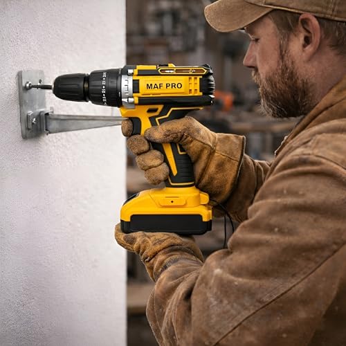 Image of MAF PRO CIDLI2020-2 Cordless 20V 4.0Ah Li-Ion High Torque Power Drill with 10mm Keyless Chuck, Variable Speed, LED Light & 2 Batteries + Charger & Drill Bits
