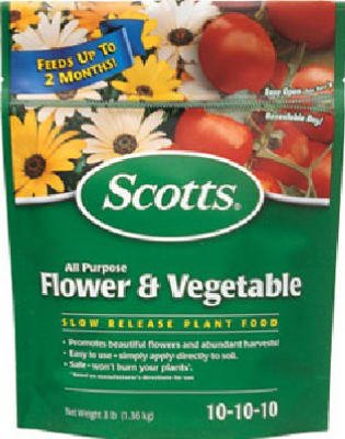 Scotts All Purpose Flower and Vegetable Continuous Release Plant Food, For Outdoor In-Ground Plants, 3 lb. (Pack of 6)