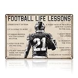 Doodlream Inspirational Football Life Lessons Sign Wall Decor Metal Tin Sign Vintage Wall Poster for Football Player Lover's Home Room Decor Gift 8' x 12'