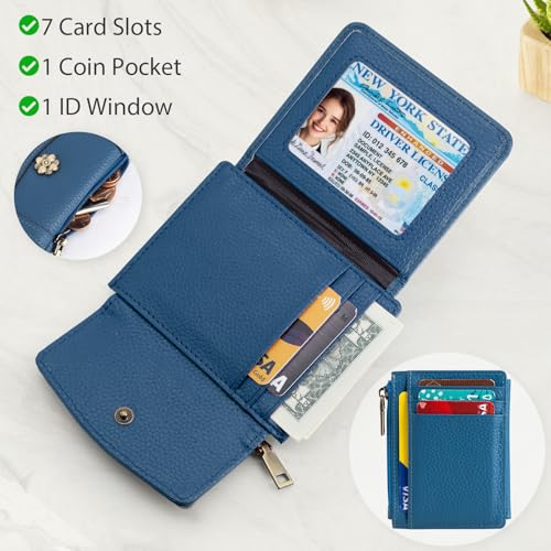 Image of XINNSTAR Card Case Slim Front Pocket Wallet for Women RFID Blocking Leather Credit Card Holder Trifold Small Wallets Woman with Zipper Coin Pocket
