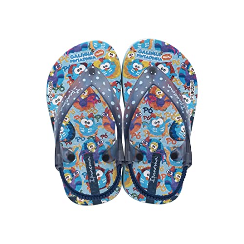 Chinelo Galinha Pintadinha, Ipanema Kids, Bebê Unissex, Azul/Azul Transparente, 19