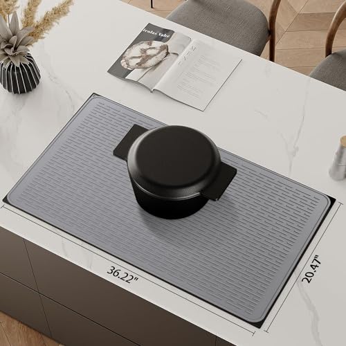 Stove Top Cover for Electric Stove - Silicone Stove Mat for Glass Top, Glass Cooktop Protector, XL Dish Drying Mats For Kitchen,Oven Covers for Electric Stove (Gray,36 x 21)