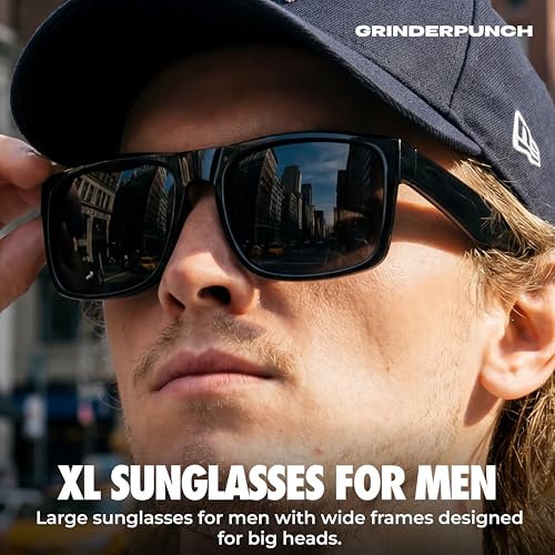 Image of grinderPUNCH XL Sunglasses for Men Big Heads Wide Extra Wide Polarized UV400 Driving Fishing Sunglasses Large Fit Mens Shades