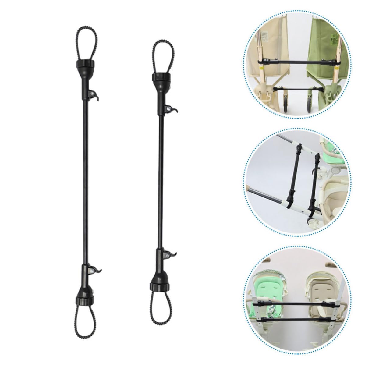 2 Pezzi Connettore per Passeggino Doppio Regolabile, Pieghevole | Collegamento Facile, Aperture Regolabili, Portatile, per Gemelli e Bambini, Viaggi e Uscite