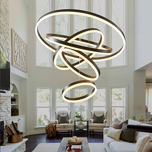 Buy Modern Chandelier, Dimmable Black Chandeliers 5 Rings Luxury LED