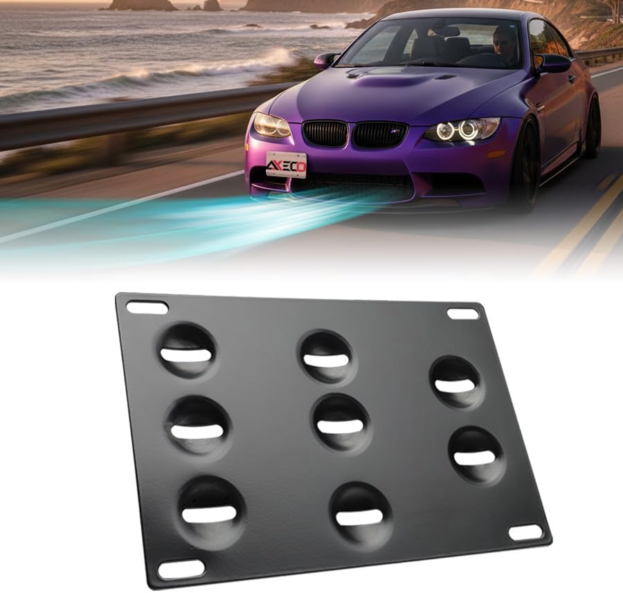 for BMW Front Bumper Tow Hook License Plate Relocator Offset E46 E90 E91 E92 E93 M3 E82 E88 5TH Gen R50 R52 R53 R55 R56 R57 R58 R59