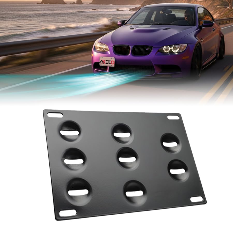 AXECO for BMW Front Bumper Tow Hook License Plate Relocator Offset E46 E90 E91 E92 E93 M3 E82 E88 5TH Gen R50 R52 R53 R55 R56 R57 R58 R59