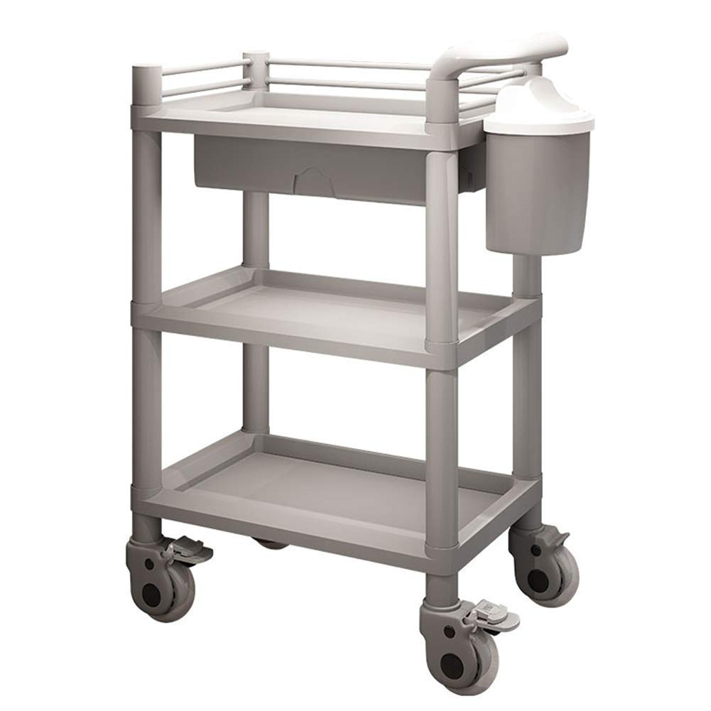 Carrelli Mobili, Carrello per la Famiglia Carrello 3-Shelf Abs Stoccaggio Abs, con Cassetto, Salone Di Bellezza Carrello Dell'Attrezzatura per Attrezzature, Carrello Medico, Capacità Di Peso 22