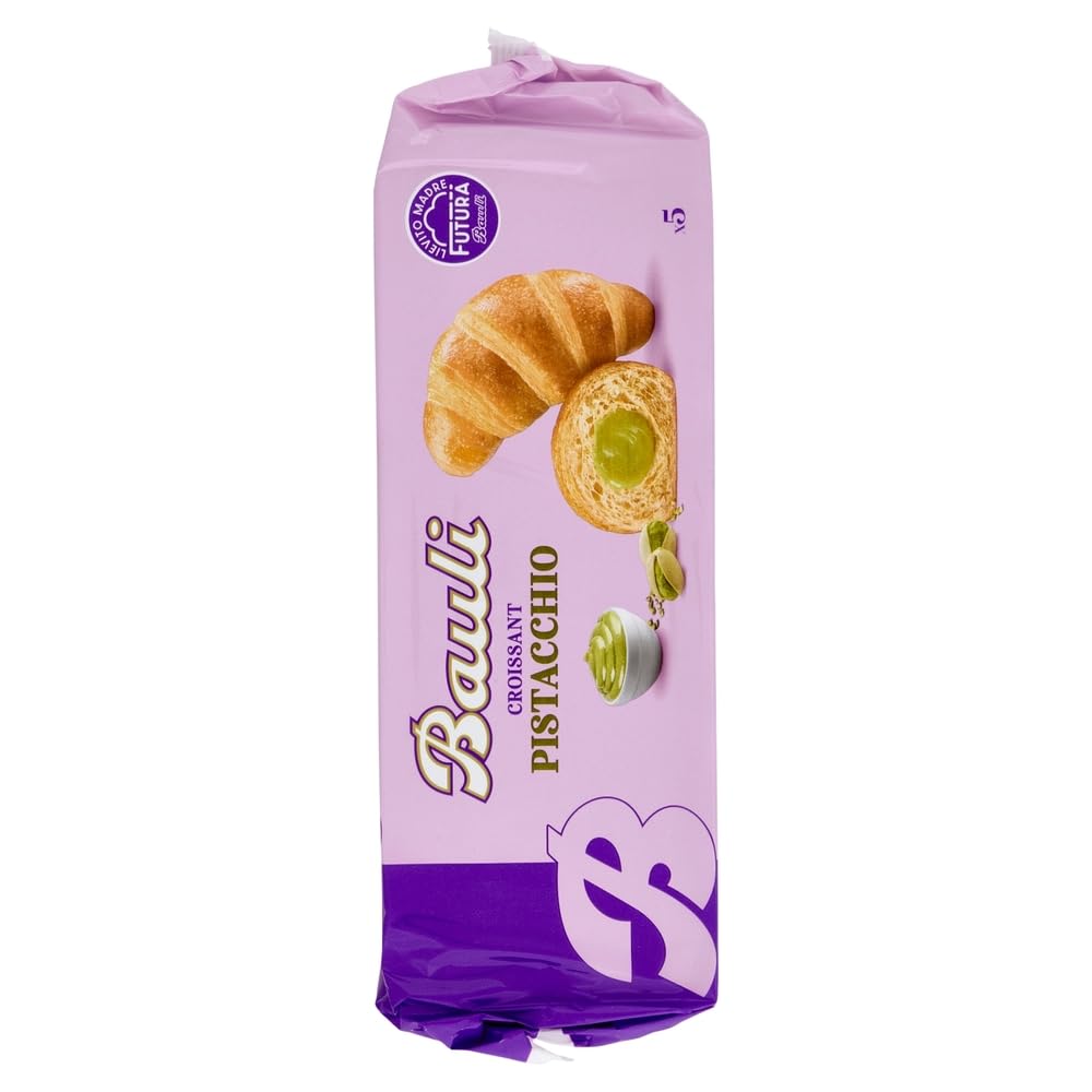 Italian Gourmet - Bauli Croissants fourrés à la crème de pistache 6 x 250 g – viennoiserie moelleuse emballée individuellement, idéal petit-déjeuner & goûter, goût pistache + Italian Gourmet Polpa