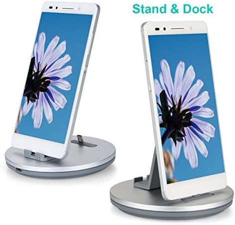 Daite Micro Port Charge & Sync Dock Station for Android Devices & Anti-slip Phone Stand Holder Cradle (Silver)